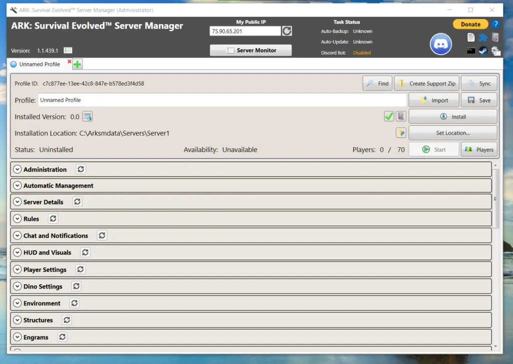 Ark Survival Evolved Server Manager