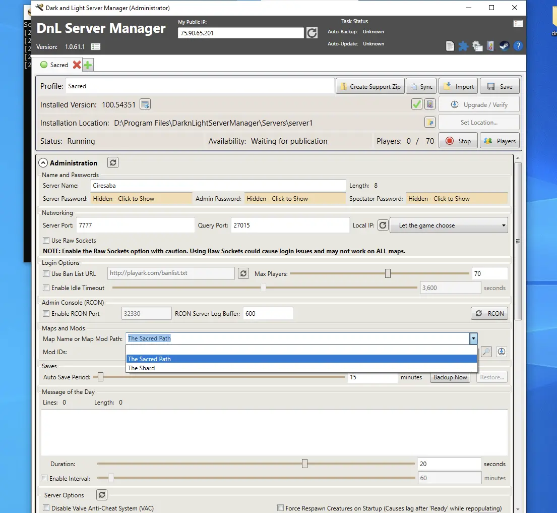 dark and light server manager