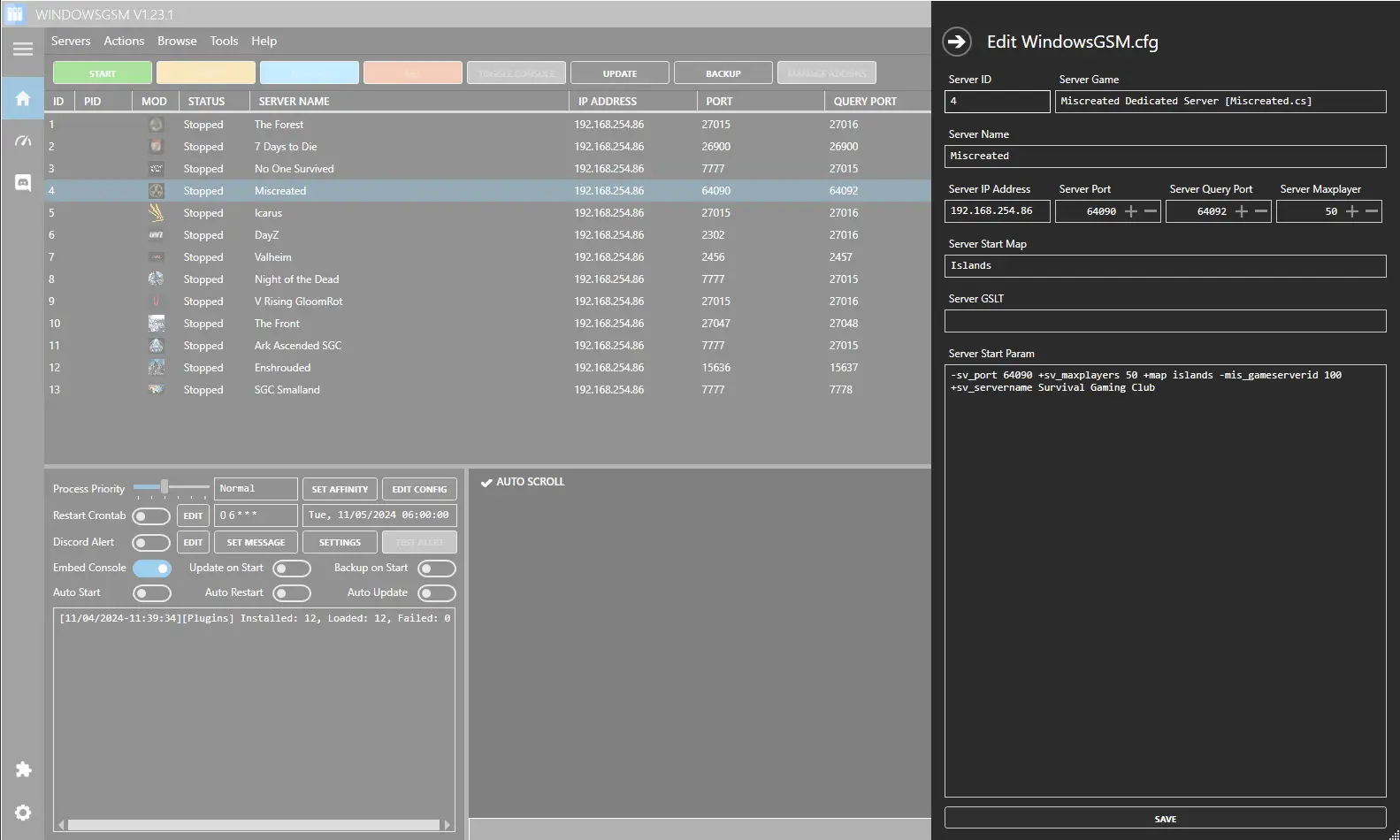 how to edit the configuration file on a miscreated dedicated server