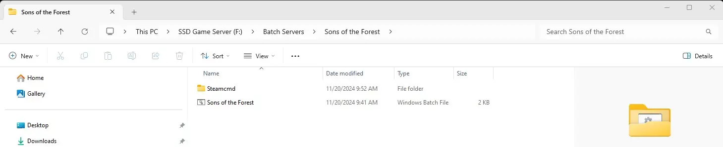 how to make a sons of the forest dedicated server with a batch file