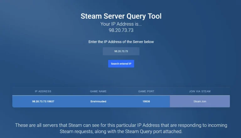 steam server query tool dedicated server found