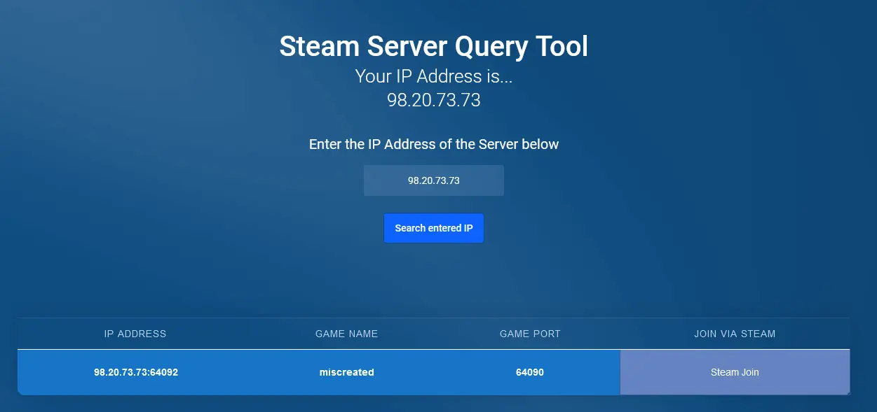 how to use the steam server query tool