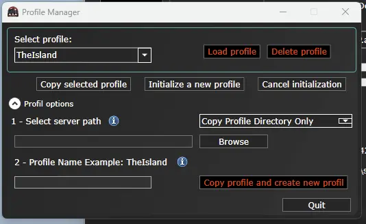 how to copy a map and profile settings for asa dedicted server